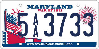 MD license plate 5AA3733