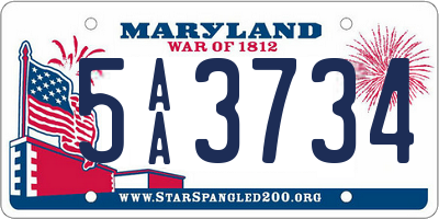 MD license plate 5AA3734