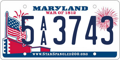 MD license plate 5AA3743