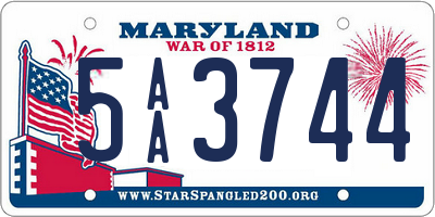 MD license plate 5AA3744