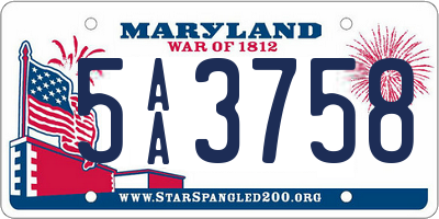 MD license plate 5AA3758