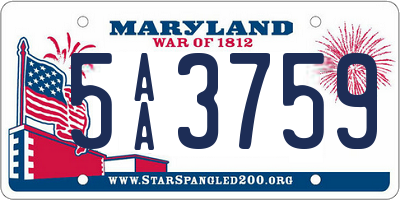 MD license plate 5AA3759