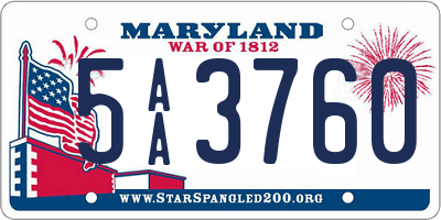 MD license plate 5AA3760