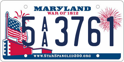 MD license plate 5AA3761