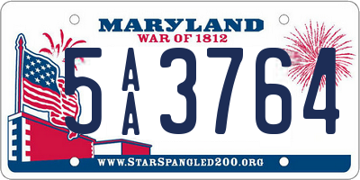 MD license plate 5AA3764