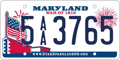 MD license plate 5AA3765