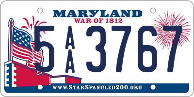 MD license plate 5AA3767