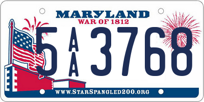 MD license plate 5AA3768