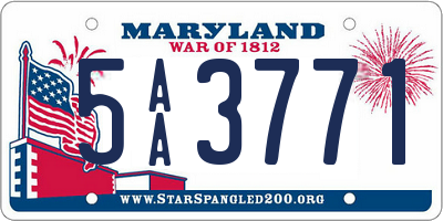 MD license plate 5AA3771