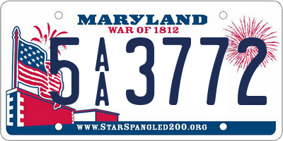 MD license plate 5AA3772