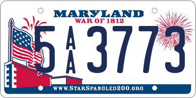 MD license plate 5AA3773