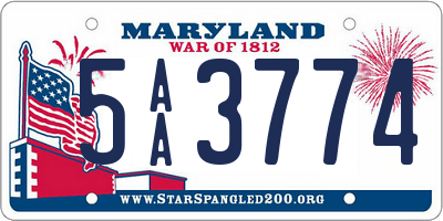 MD license plate 5AA3774