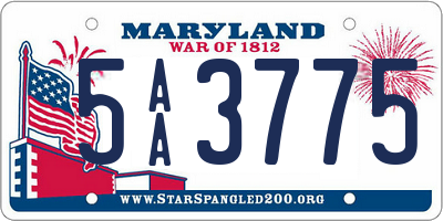 MD license plate 5AA3775