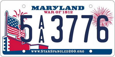 MD license plate 5AA3776