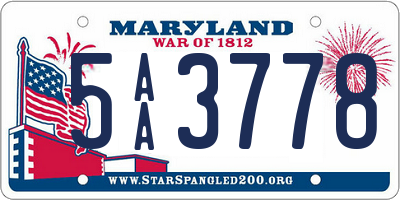 MD license plate 5AA3778