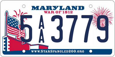 MD license plate 5AA3779