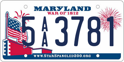 MD license plate 5AA3781