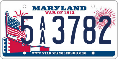 MD license plate 5AA3782