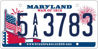 MD license plate 5AA3783