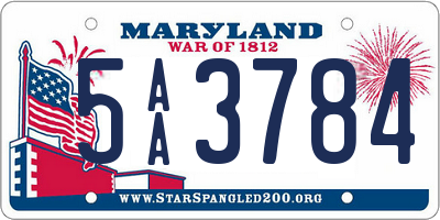 MD license plate 5AA3784