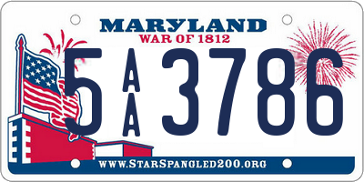 MD license plate 5AA3786