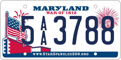 MD license plate 5AA3788