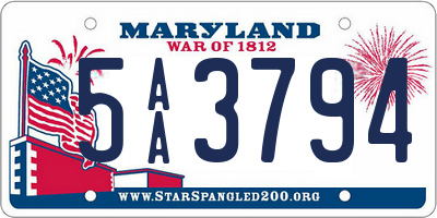 MD license plate 5AA3794