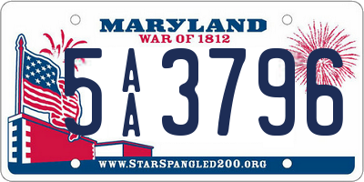 MD license plate 5AA3796