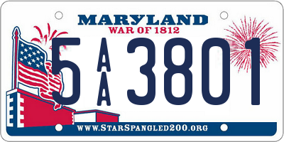 MD license plate 5AA3801