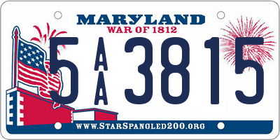 MD license plate 5AA3815