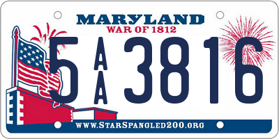 MD license plate 5AA3816