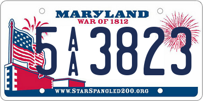 MD license plate 5AA3823