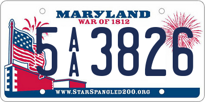 MD license plate 5AA3826