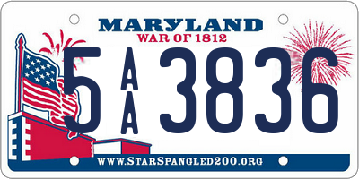 MD license plate 5AA3836