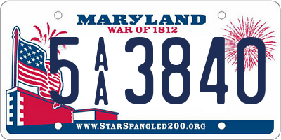 MD license plate 5AA3840