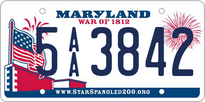 MD license plate 5AA3842