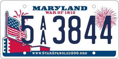 MD license plate 5AA3844