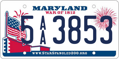 MD license plate 5AA3853