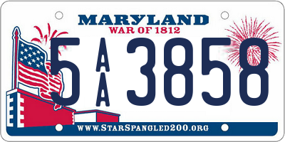 MD license plate 5AA3858