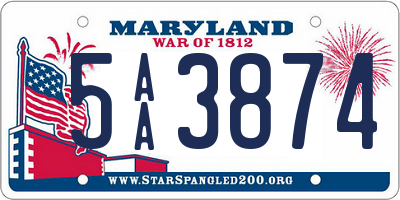 MD license plate 5AA3874