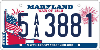 MD license plate 5AA3881