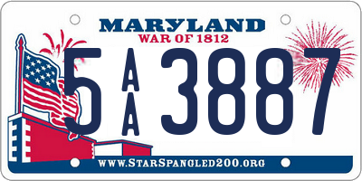 MD license plate 5AA3887