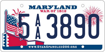 MD license plate 5AA3890