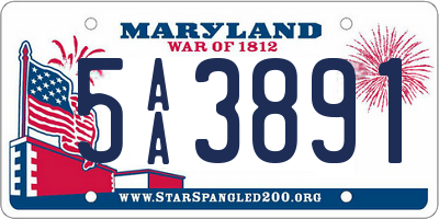 MD license plate 5AA3891
