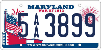 MD license plate 5AA3899