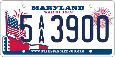 MD license plate 5AA3900