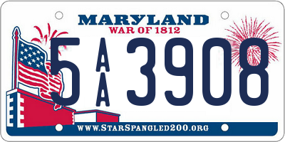 MD license plate 5AA3908