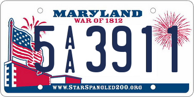 MD license plate 5AA3911