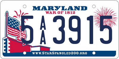 MD license plate 5AA3915