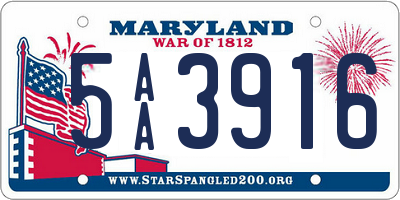 MD license plate 5AA3916